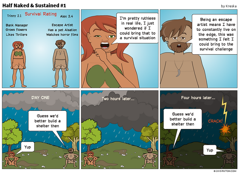 Screenshot of Half Naked and Sustained comic strip